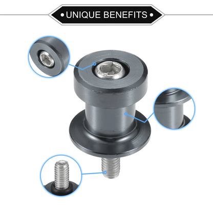 2 x Pair / 6mm / Swingarm Spool Slider Stand Titanium Tone for Motorbike