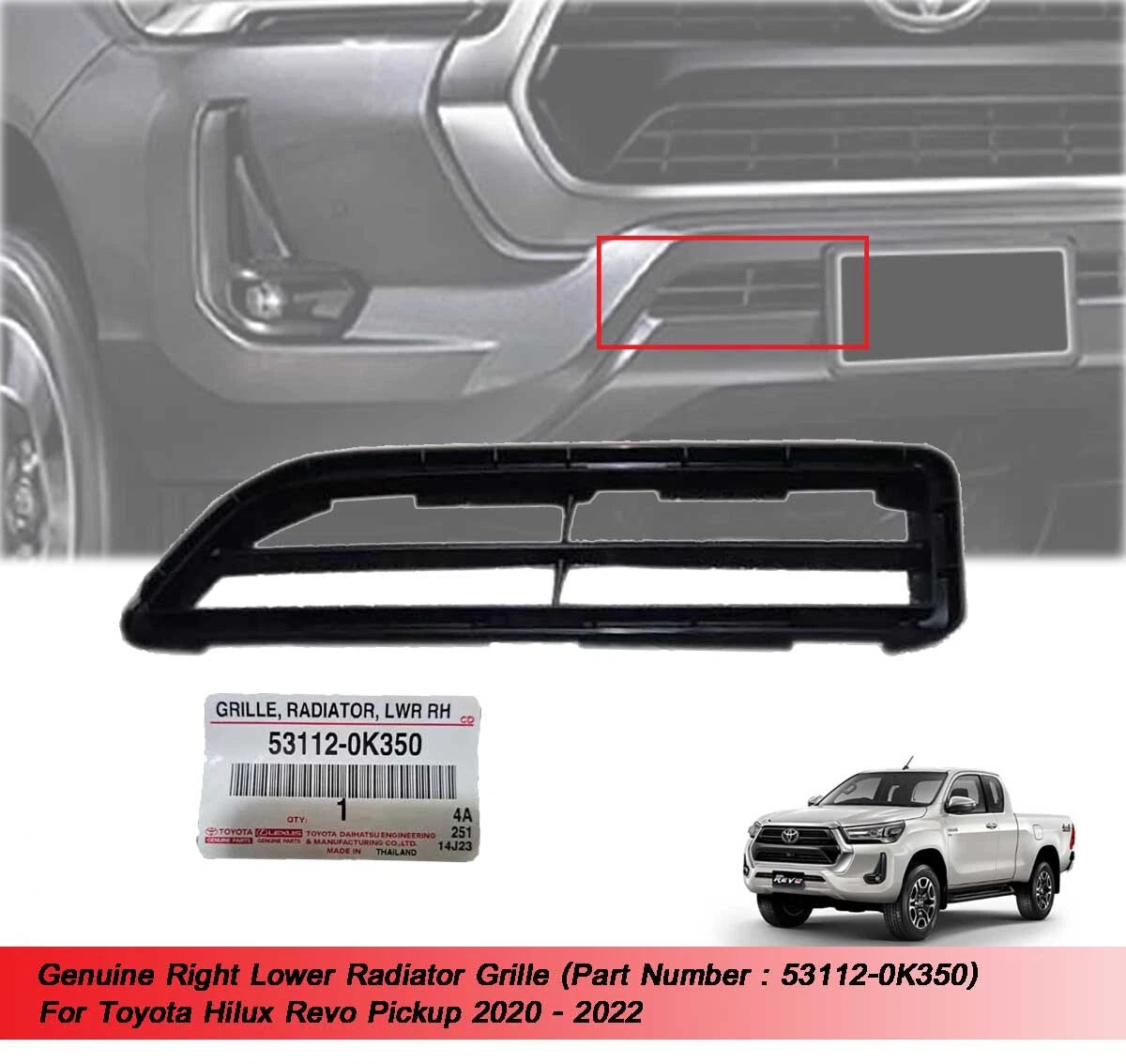 Lower Radiator Grille for Toyota Hilux Revo (2020-2022)