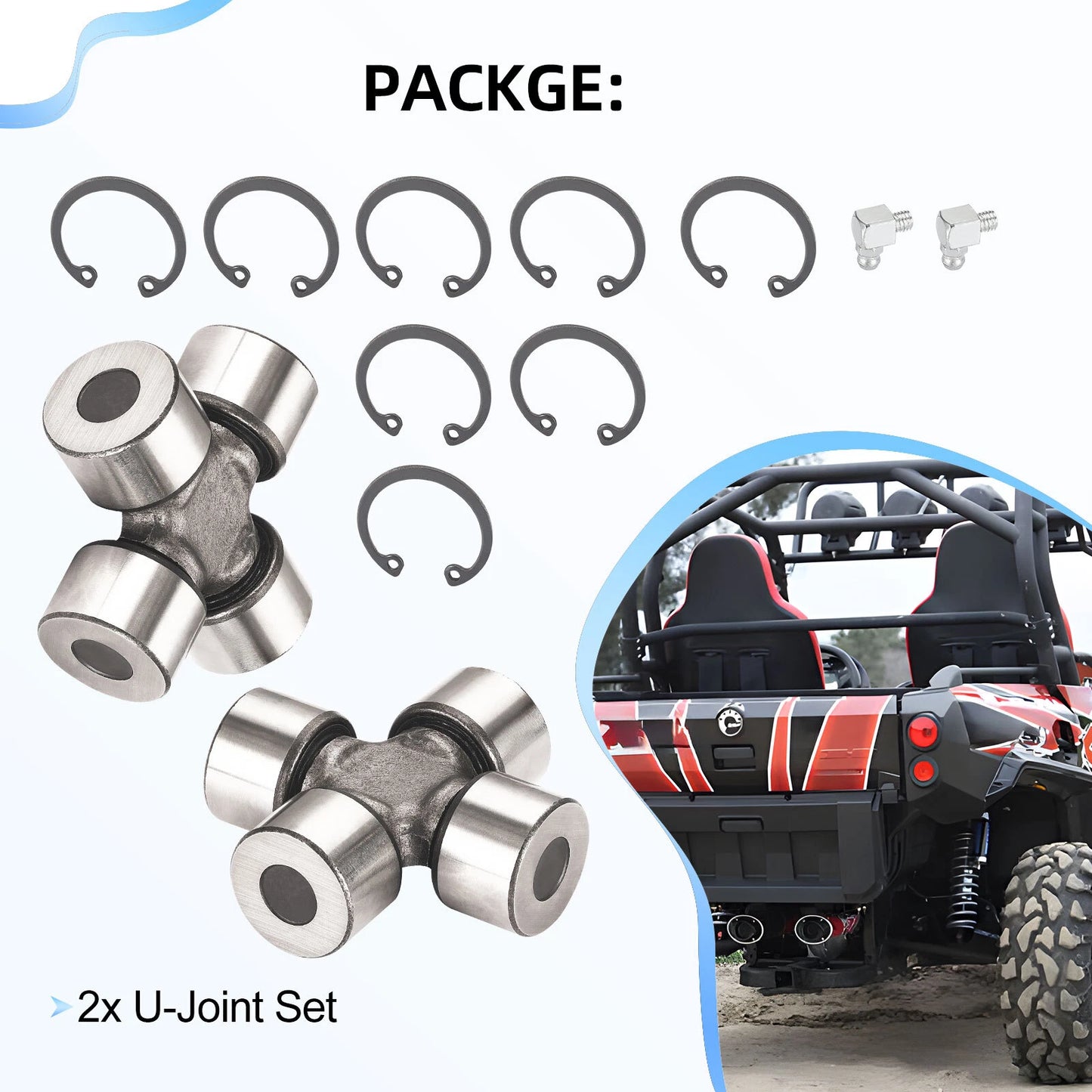 2 Pack U-Joint Kit for Can-Am Outlander 1000 4X4 2012-2015 Rear Drive Shaft