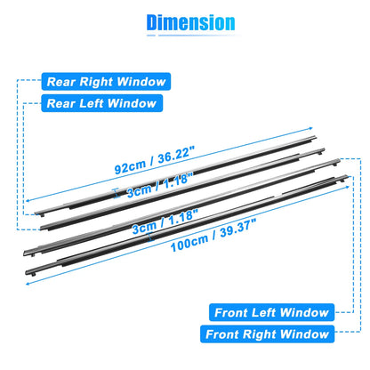 4pcs Weatherstrip Window Trim Seal for Toyota Rav4 (2013-2018)