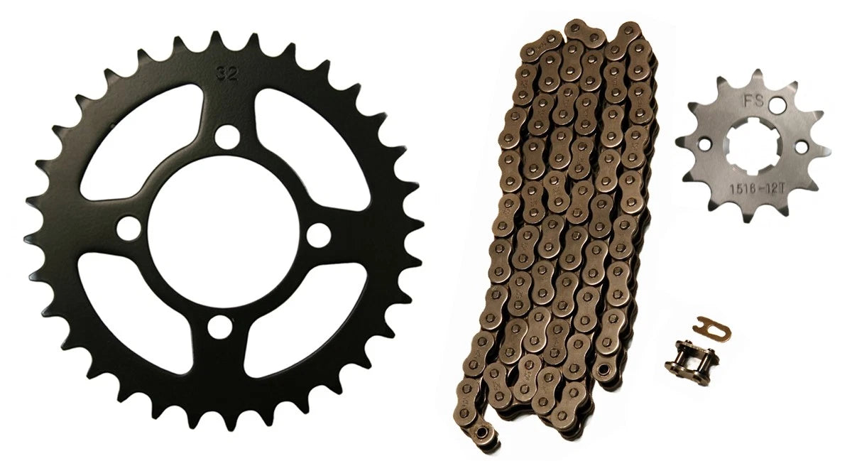Natural 520x74 O-Ring Chain & 12/32 Sprockets for Yamaha Breeze (1989–2004)