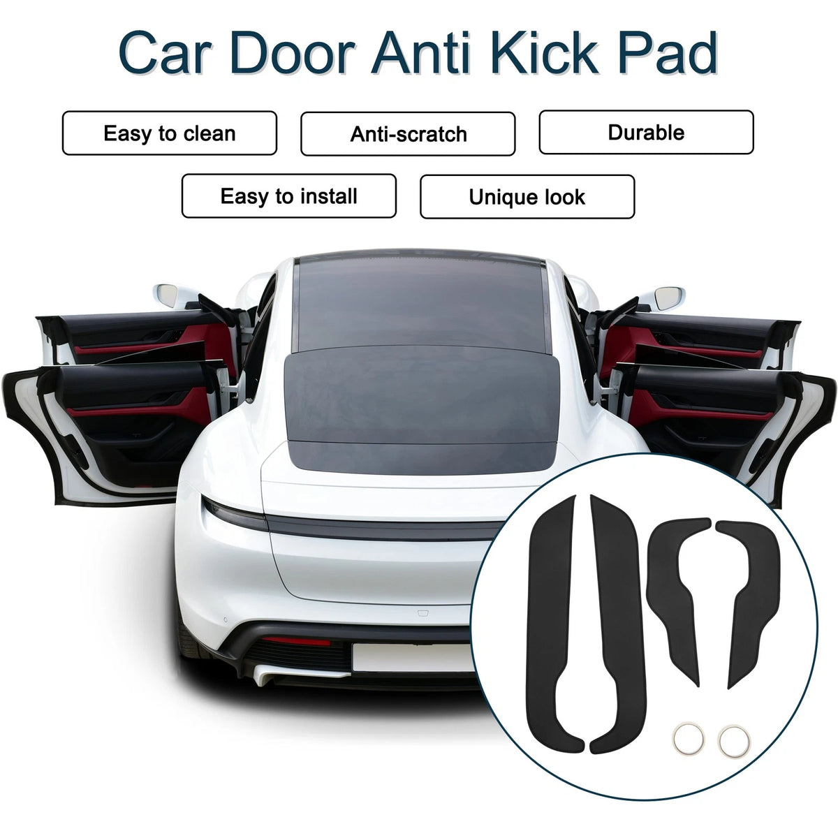 Car Door Anti Kick Pad Sticker Protector for Honda CRV (2017-2020) Black 1 Set