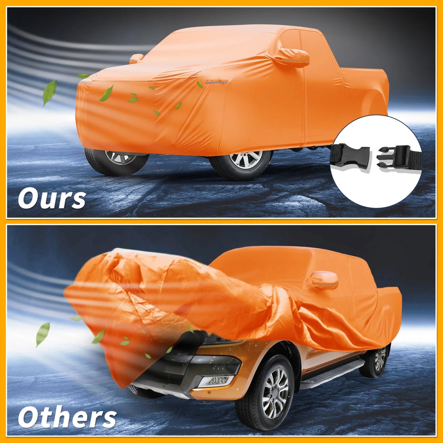 Waterproof All Weather Car Cover for Ford Ranger 2011-2023 - 210D-PU, Orange