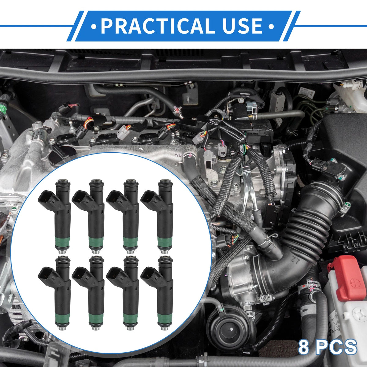 8 x Fuel Injector 4.7L Black for Dodge Ram 1500 (2004-2007)