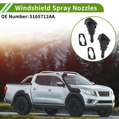 Windshield Washer Nozzle 2 x for Jeep Compass (2011-2017) Black