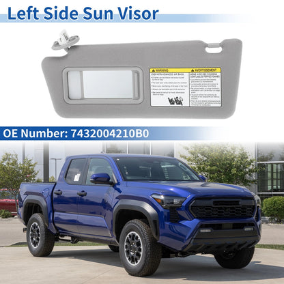 Gray Left Sun Visor w/ Vanity Mirror & Light for Toyota Tacoma (2005-2015)