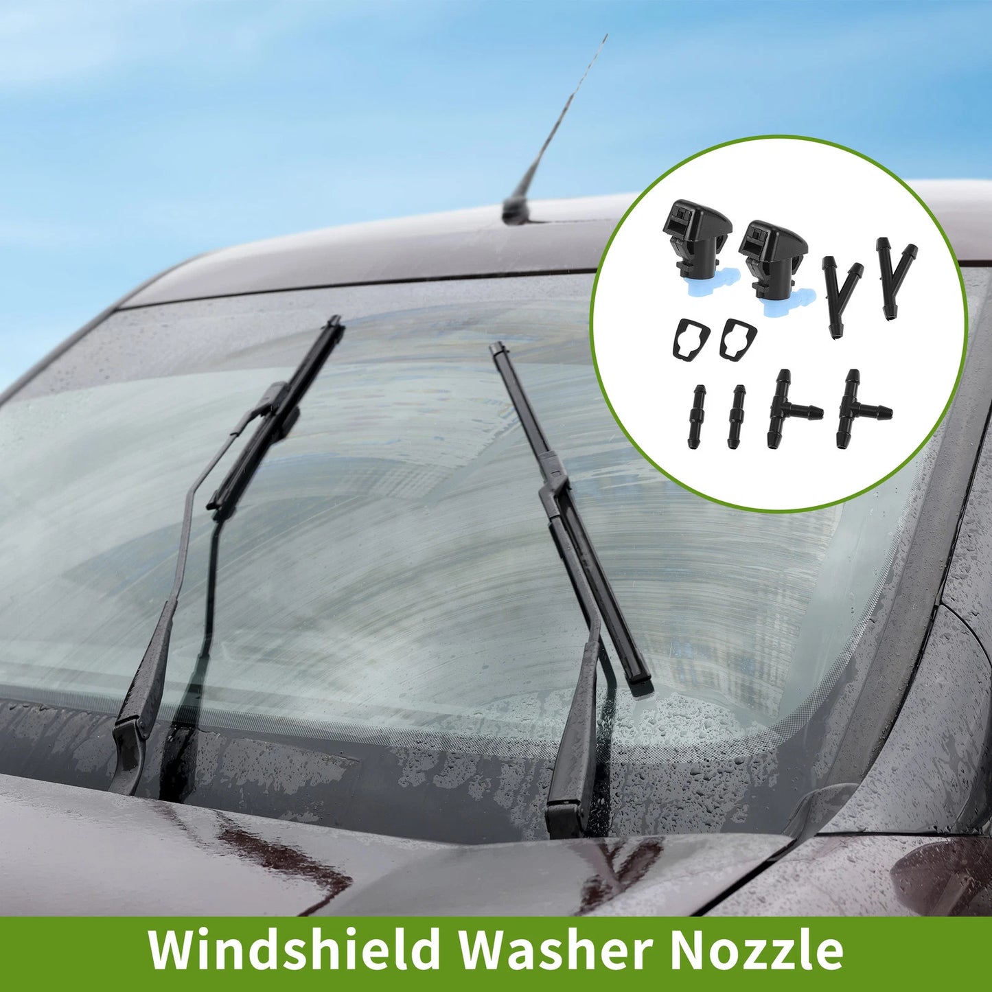 Windshield Washer Nozzle with Hose Connector for Jeep 1 Set