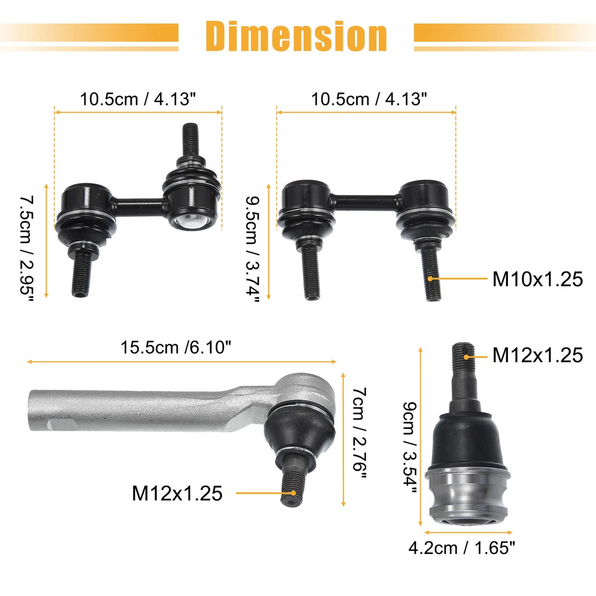 8pcs Front Lower Rear Ball Joints Sway Bar Links Tie Rods for Subaru Forester (2003-2018)