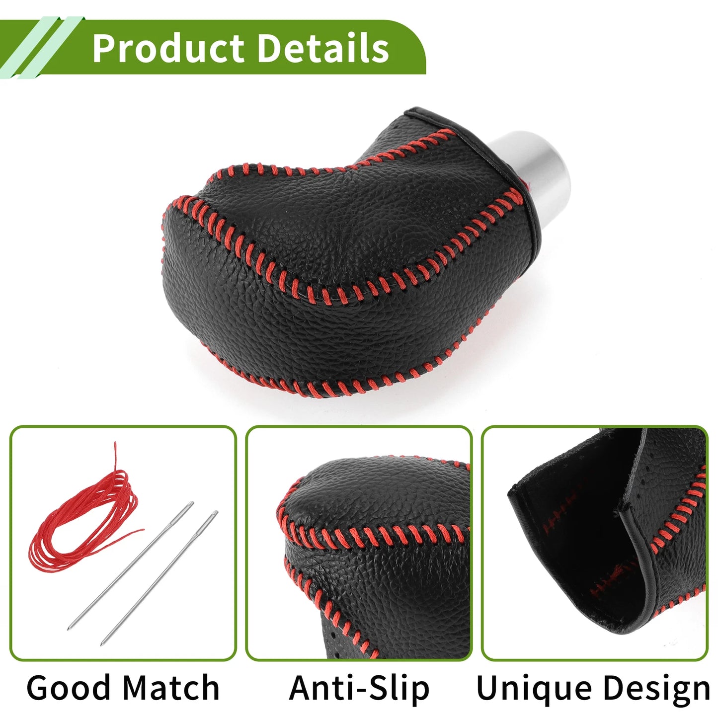 Car Gear Shift Knob Cover  for Toyota Tacoma (2016-2022) Pebbled Black Red