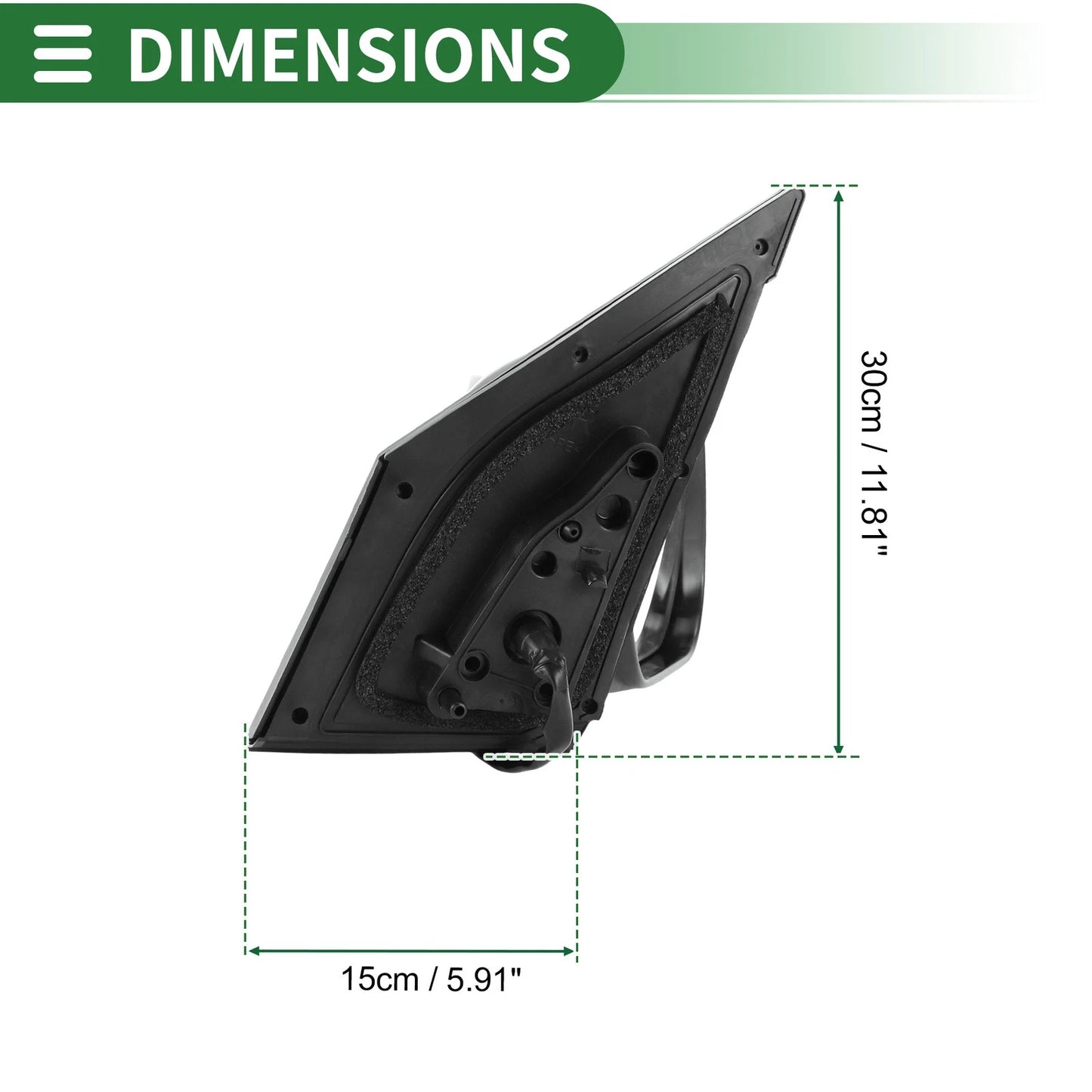 Right Side Door Mirror Manual Folding Gloss Black for Toyota RAV4 (2009-2012)