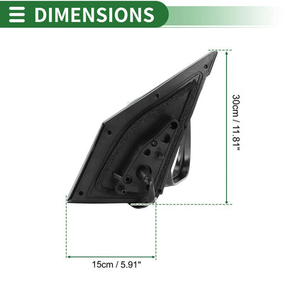 Right Side Door Mirror Manual Folding Gloss Black for Toyota RAV4 (2009-2012)