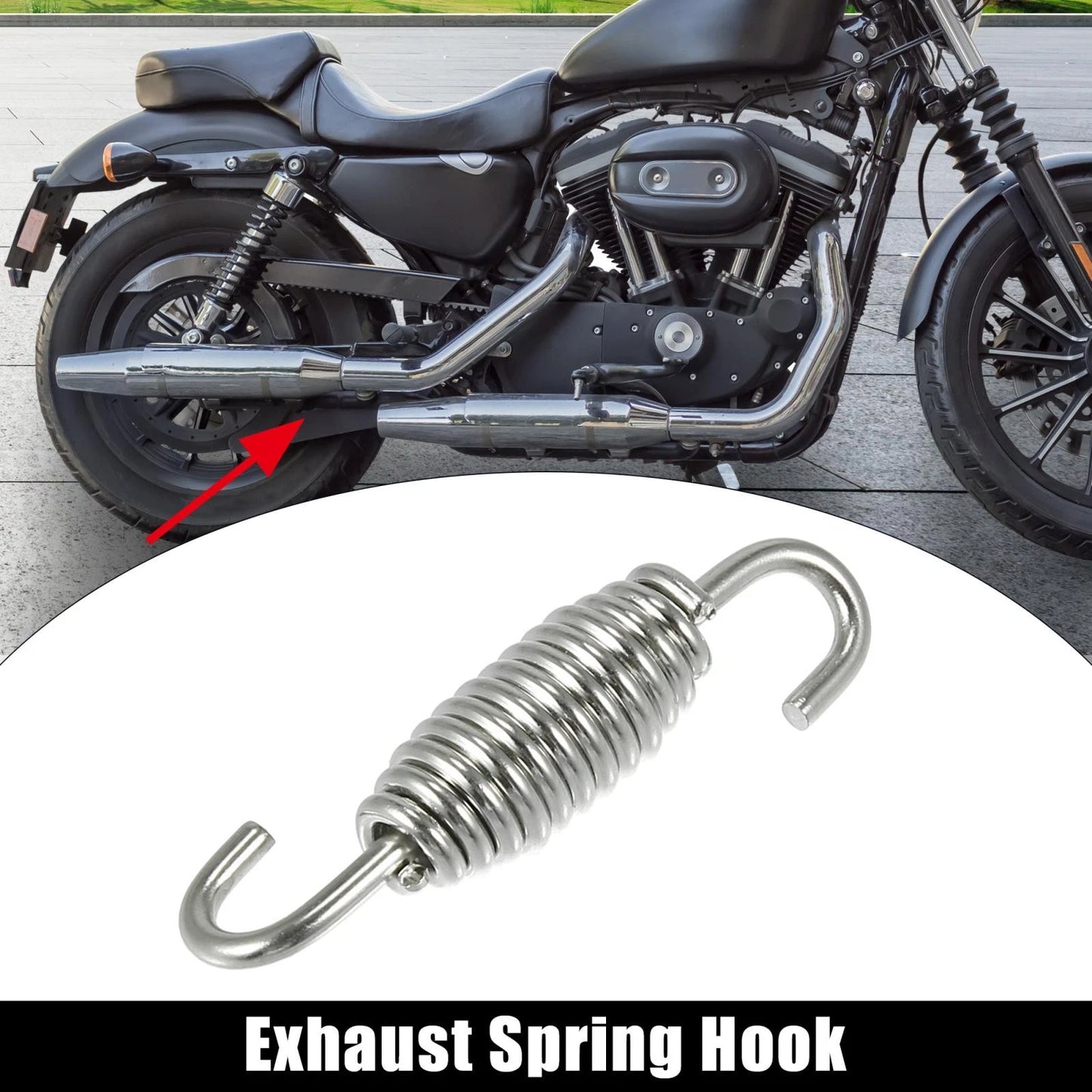 Exhaust Pipe Spring Hook 54mm 2.11" Stainless Steel Silver Tone for Motorcycles