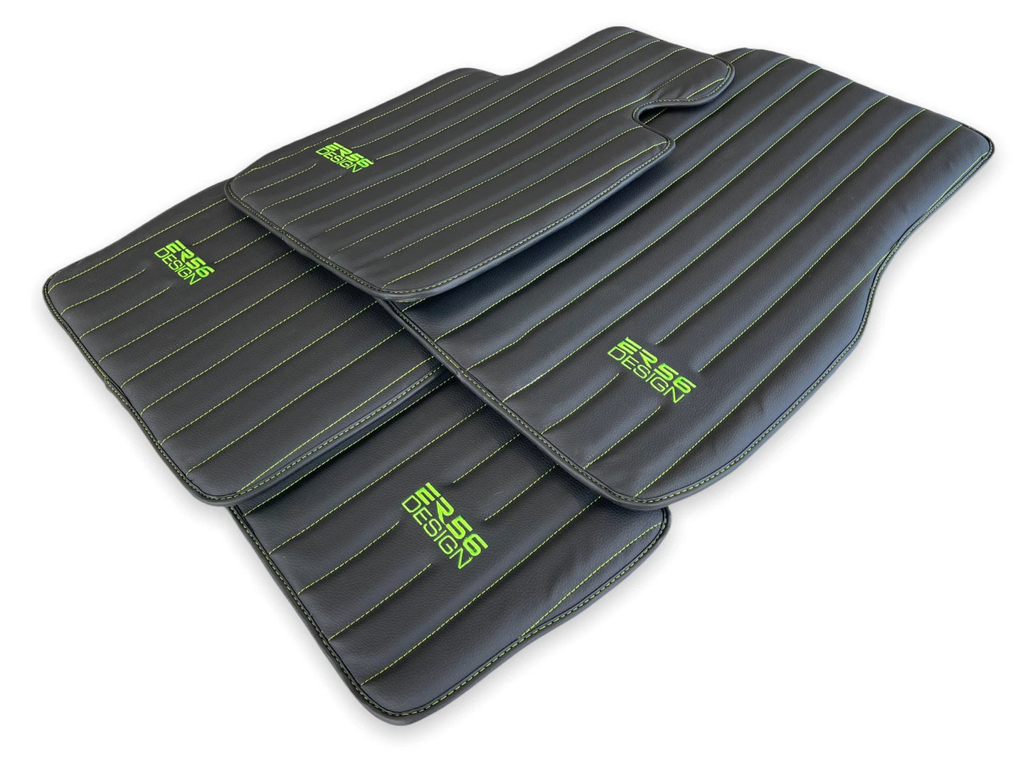 Leather Floor Mats for Rolls Royce Wraith 2013-2017 Black ER56 Green Logo