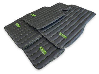 Leather Floor Mats for Rolls Royce Wraith 2013-2017 Black ER56 Green Logo
