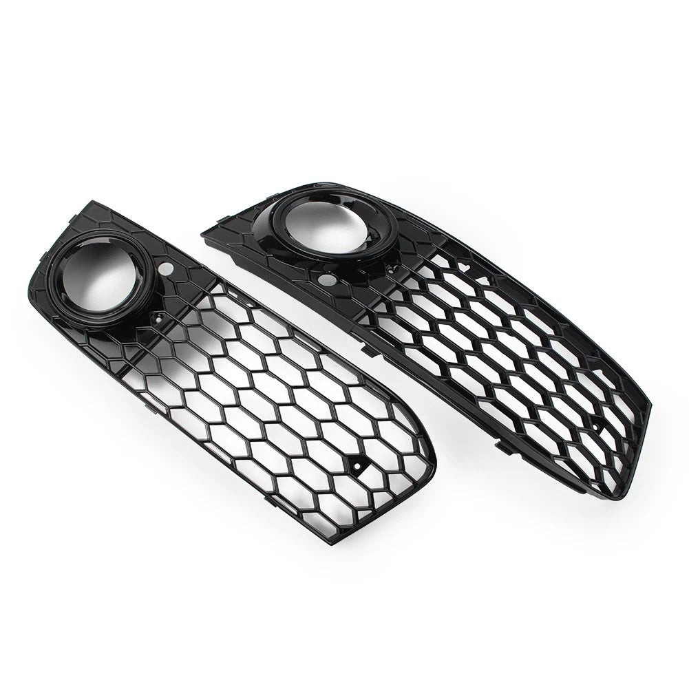 Front Fog Light Honeycomb Grille Cover for Audi A4 B8 (2009-2012) Black