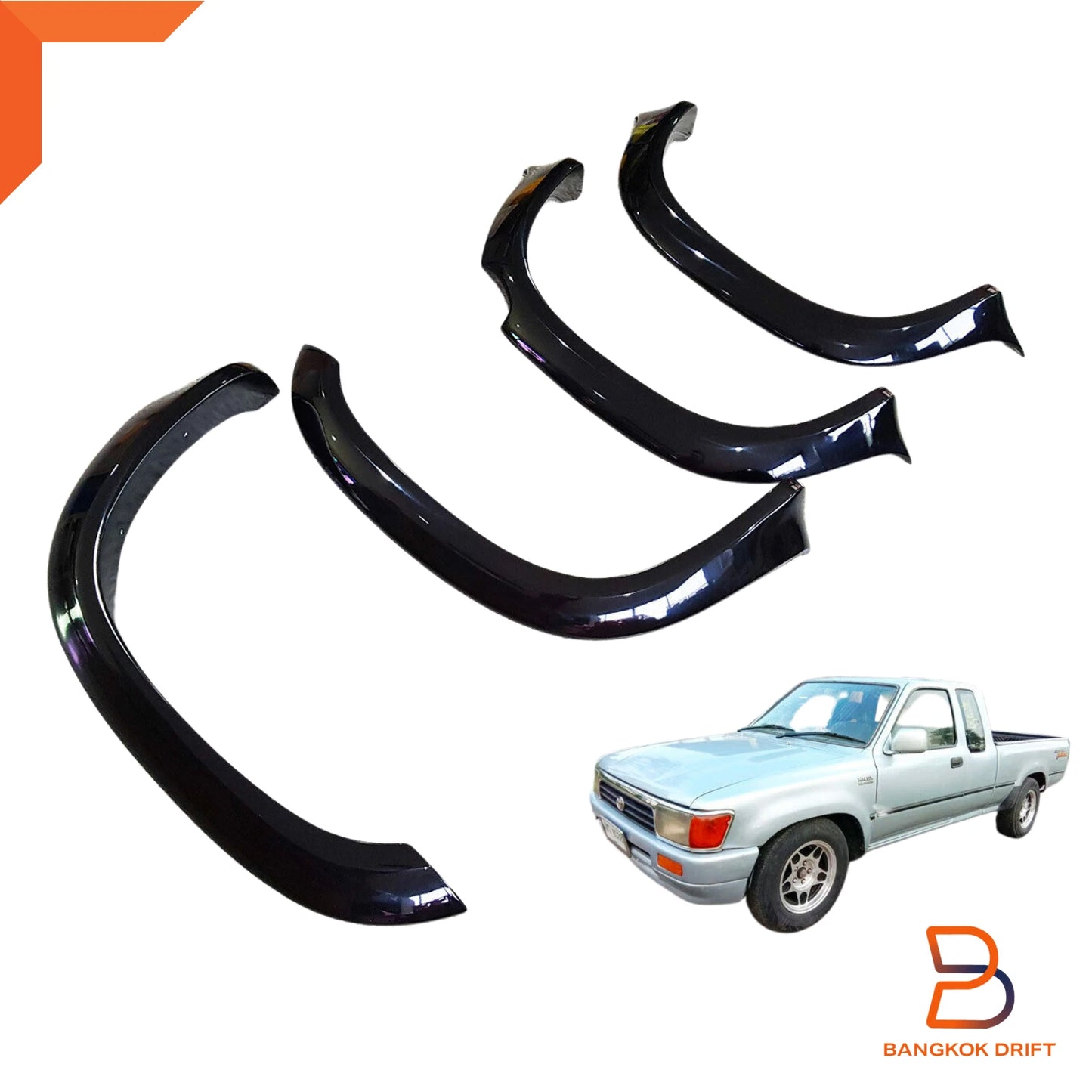 3" Black Wheel Arches Fender Flares for Toyota Hilux Ute Extra Cab (88-96)