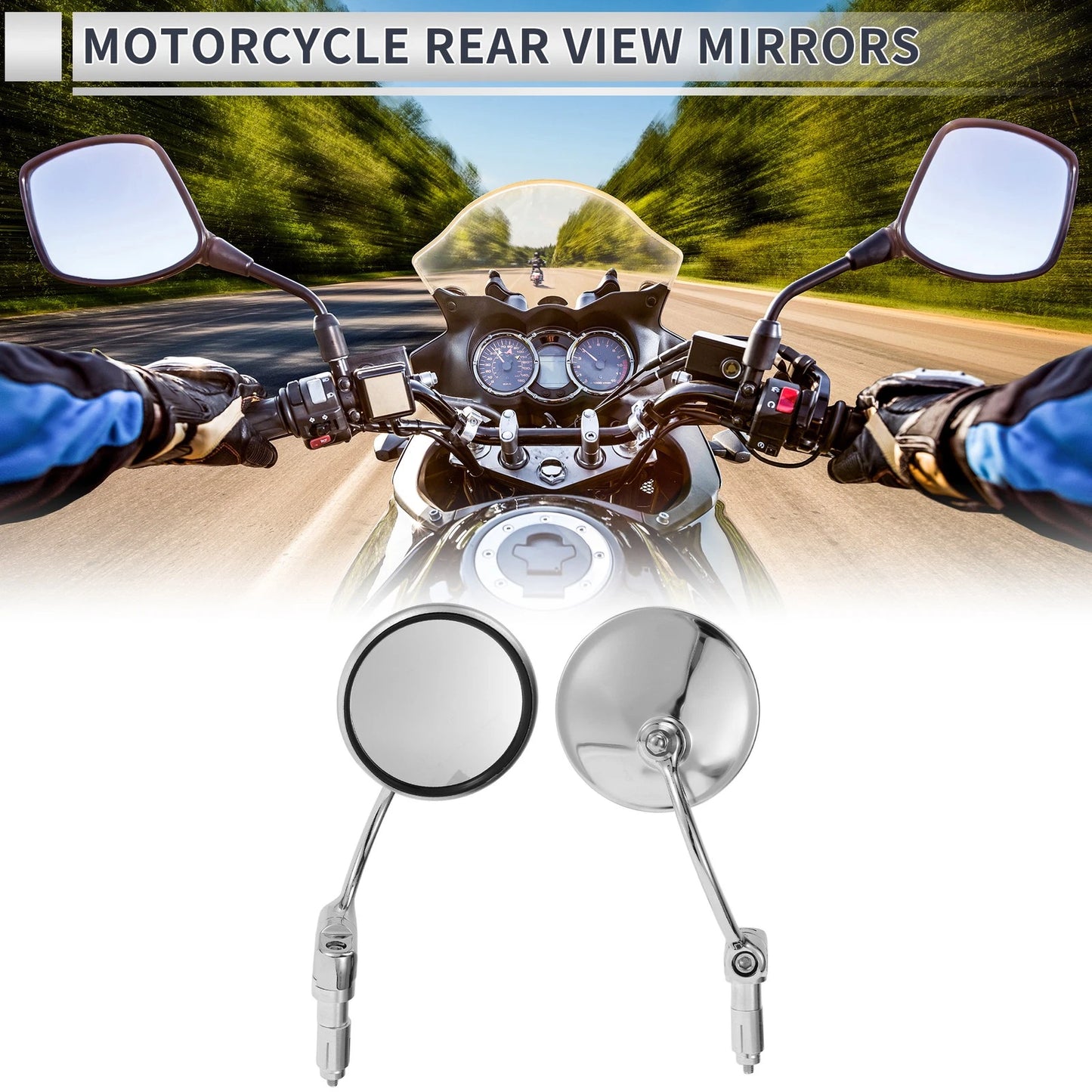 Rear View Mirrors / Handlebar Chrome Aluminum for M6 Motorcycle