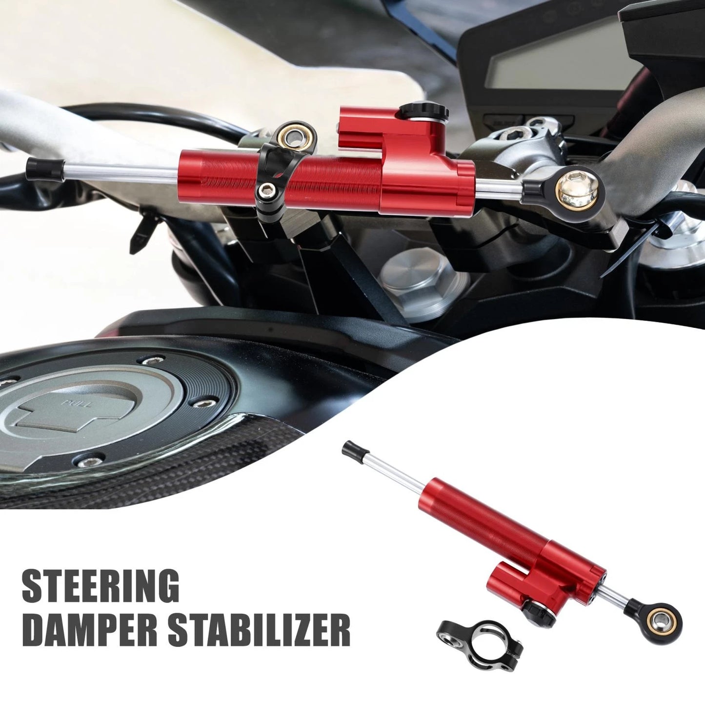 Steering Damper / Universal / Red Adjustable Linear Stabilizer for Scooter