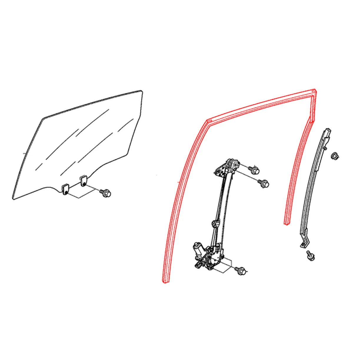 Rear Door Glass Run Channel Seals for Honda CR-V LH 2007-2011