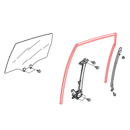 Rear Door Glass Run Channel Seals for Honda CR-V LH 2007-2011