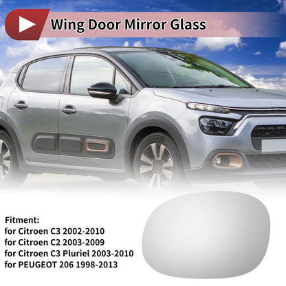 Right Side Wing Mirror Glass for Citroen C3 (2002-2010)