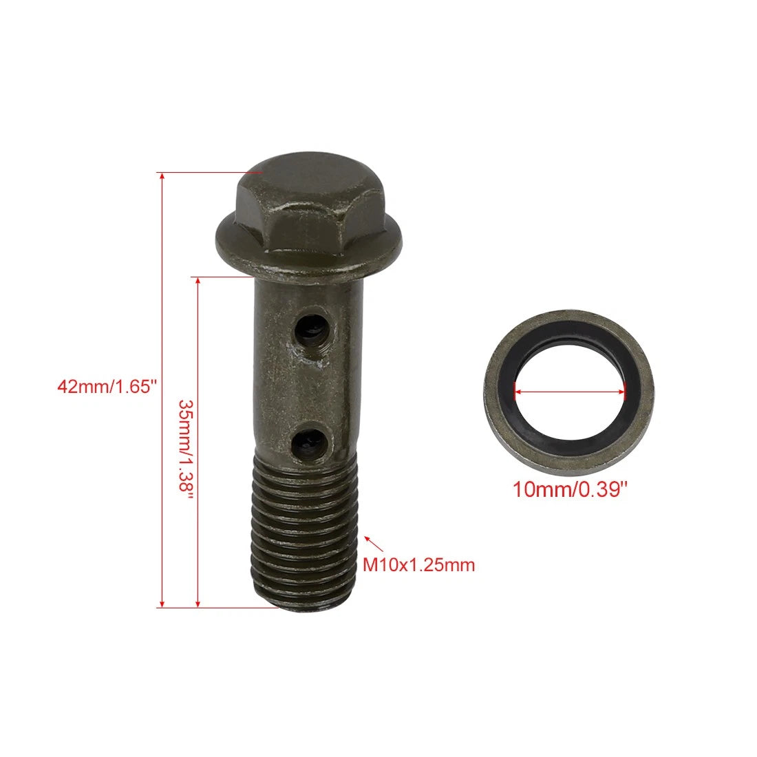 M10x1.25mm Banjo Bolt Fuel Line Adapter 42mm Length for Motorcycle