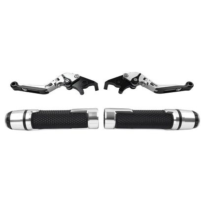 Silver Extendable Brake Clutch Levers & Handlebar Grips for Aprilia Tuono V4
