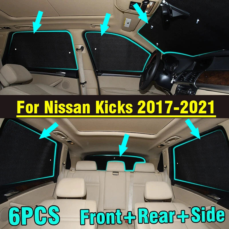 6x Front Side Rear Window Windshield Privacy Sunshade for Nissan Kicks (2017-2021)