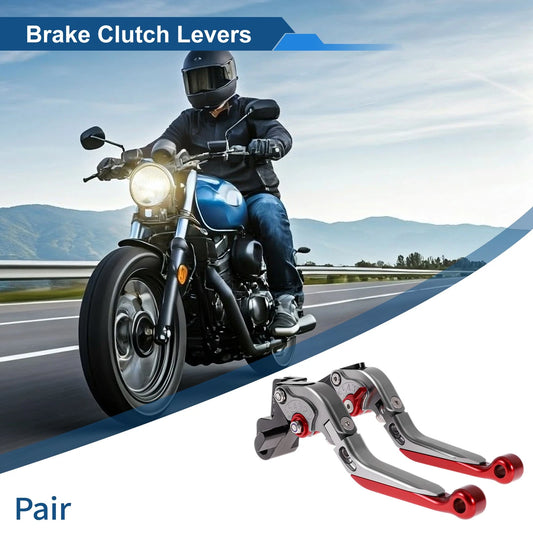 2 x Adjustable Short Long Brake Levers for Kawasaki ER-5 Titanium Red