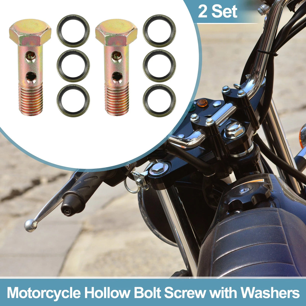 2 x Bolt Screw / M12x1.5 45mm / 6 Hole Hollow with Washer for Motorcycle
