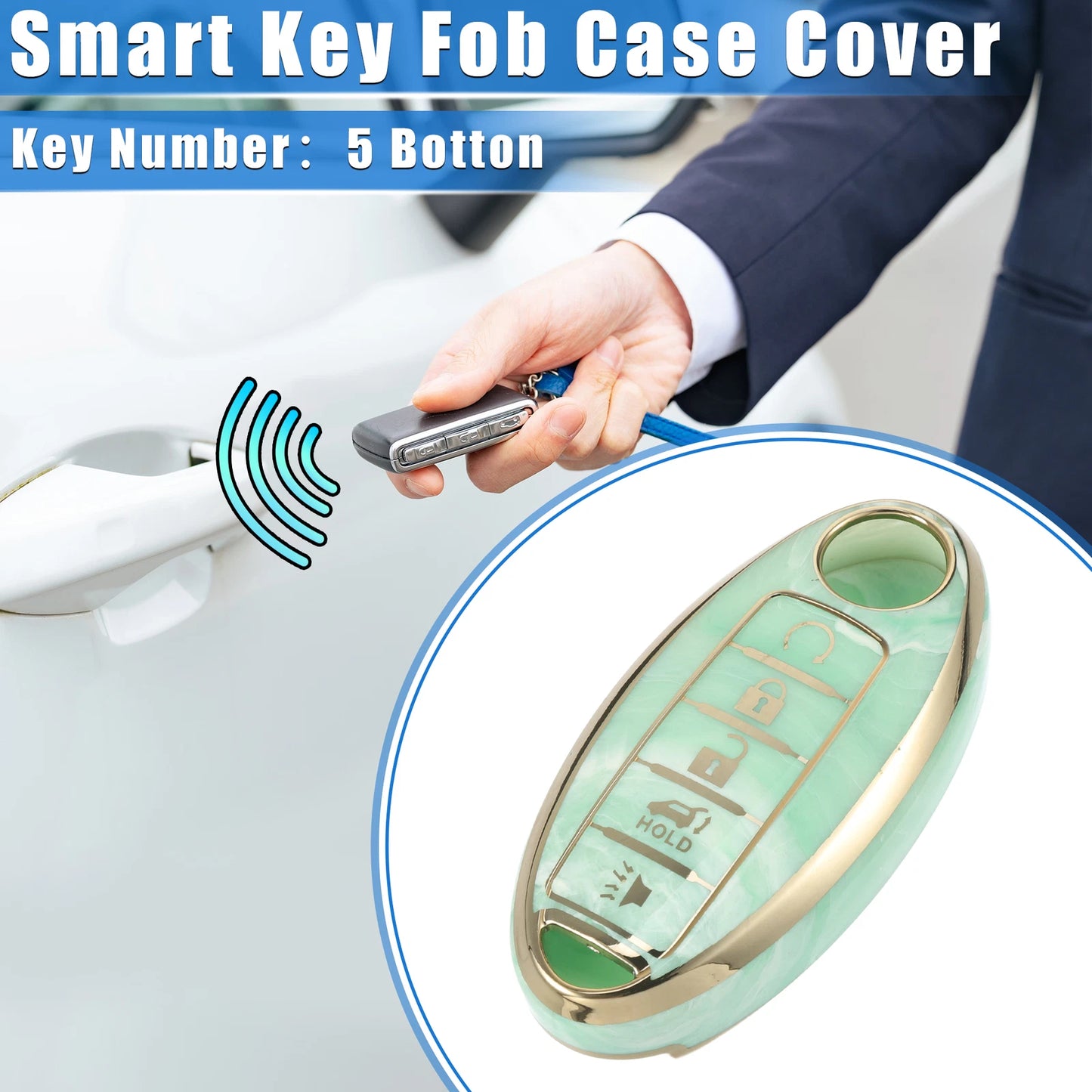 5 Button Smart Key Fob Cover for Nissan Altima Maxima Infiniti TPU Green
