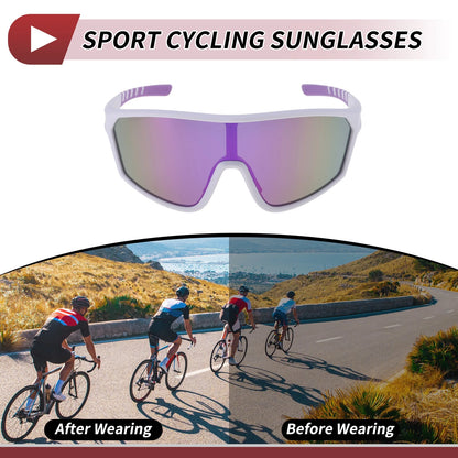 Set Motorcycle Riding Goggles Purple Lens White Purple Frame PC UV400