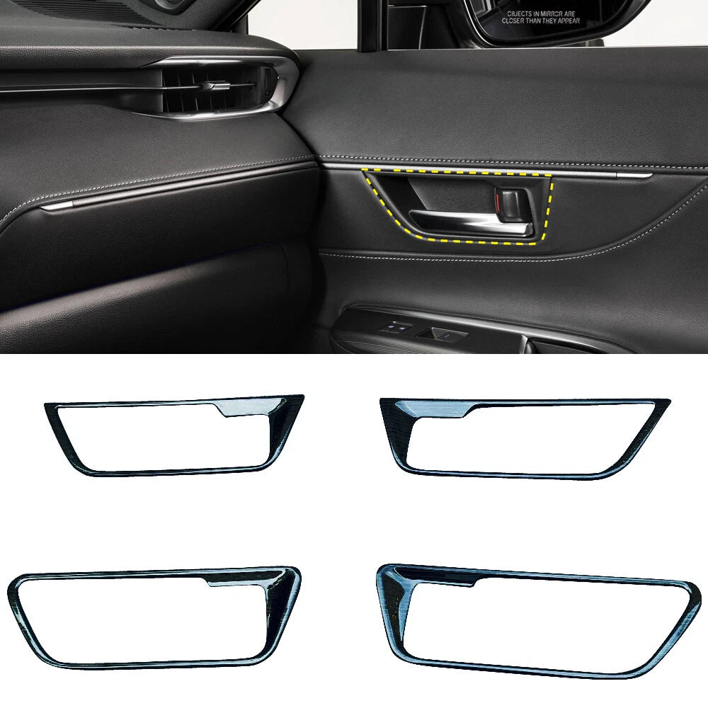 Steel Interior Door Handle Cover Trim Black for Toyota Harrier Venza (2020-2024)