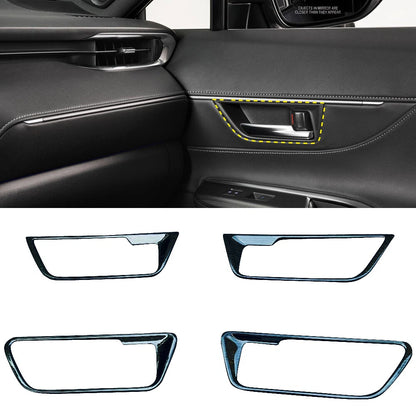 Steel Interior Door Handle Cover Trim Black for Toyota Harrier Venza (2020-2024)