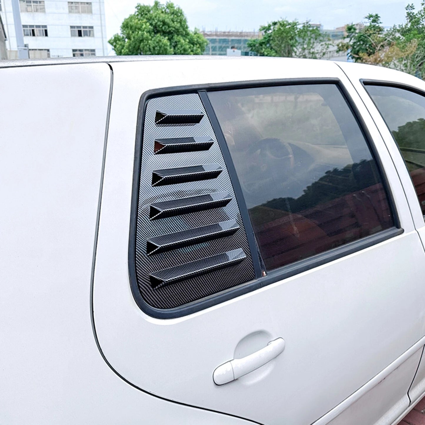 2 x Carbon Fiber Look Rear Window Louvers for VW Golf 4 MK4 (1997-2006)