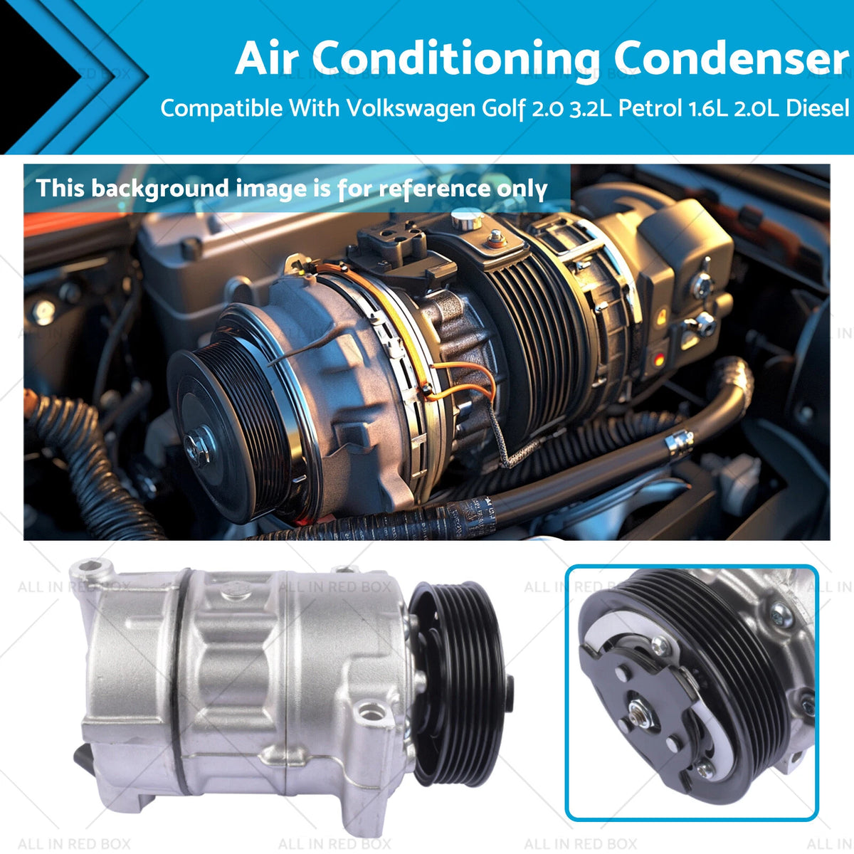 Air Con Compressor for Volkswagen Golf 2.0 3.2L Petrol 1.6L 2.0L Diesel