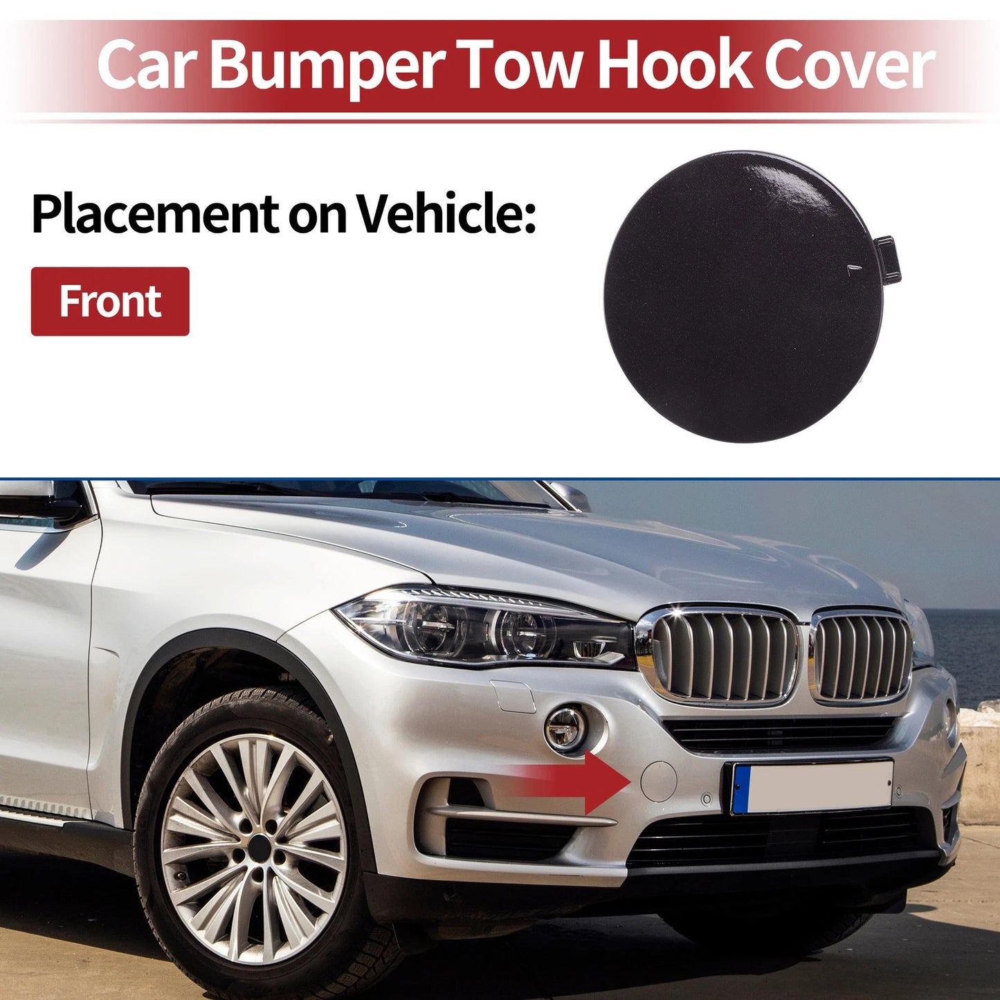 Front Car Bumper Tow Hook Cover for BMW X5 F15 (2014-2018) - Brown 1 x Cover