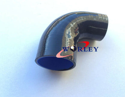 Black Silicone 2.5 to 3 Inch 45 Degree Elbow Reducer Hose Connector + Clamp