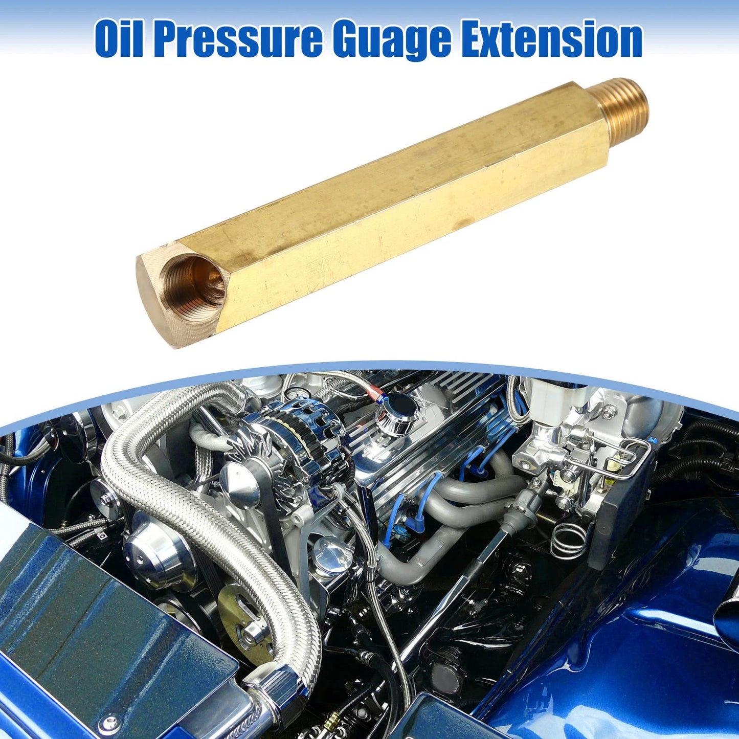 Oil Pressure Gauge Extension 1/4" NPT for Ford 260 289 302 V8 Engine (1962-1973)