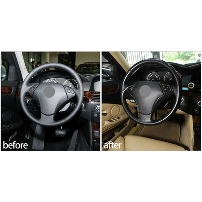 Carbon Fiber ABS Steering Wheel Button Cover for BMW E60 E61 (2003-2010)