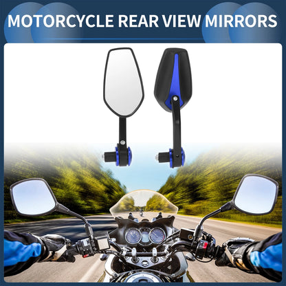 Pair Rear View Mirrors Bar End Side Mount Plastic Aluminum for Motorcycle