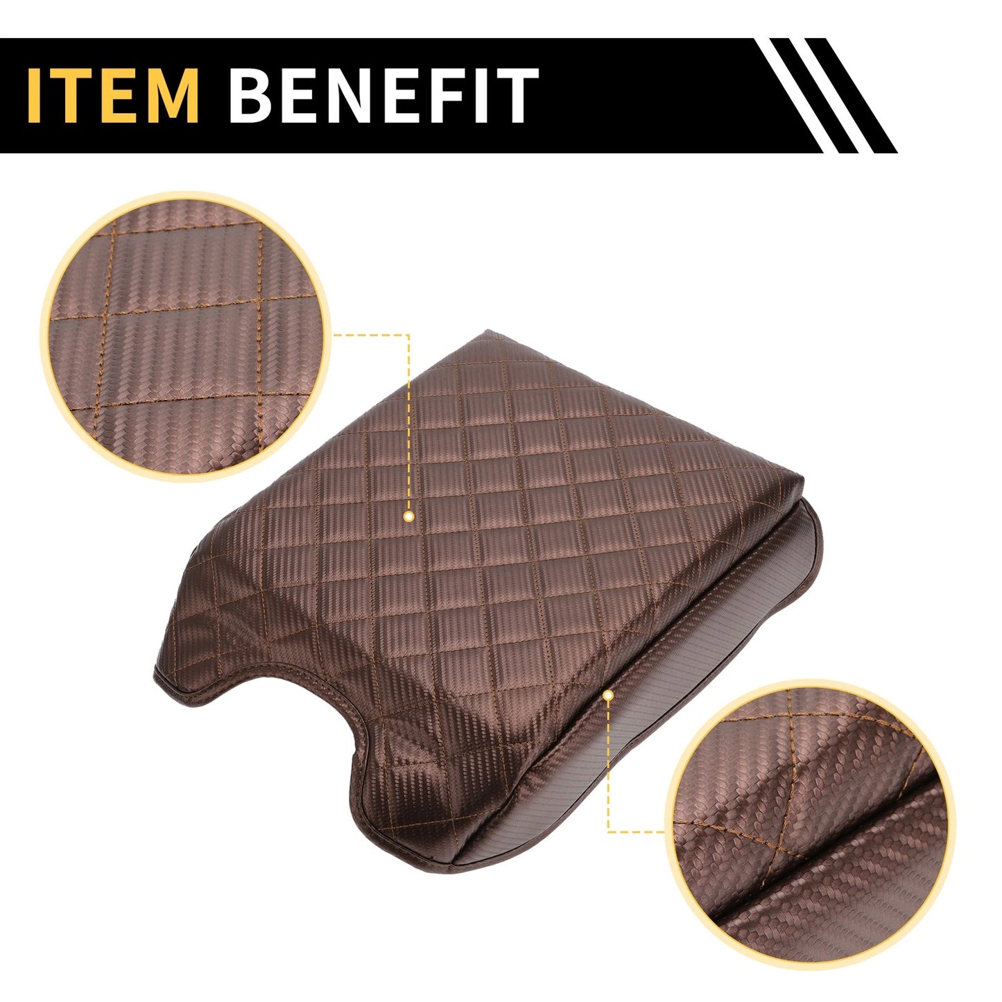 Armrest Cover for Ford F-150 Microfiber Leather Carbon Fiber Brown (2004-2023)