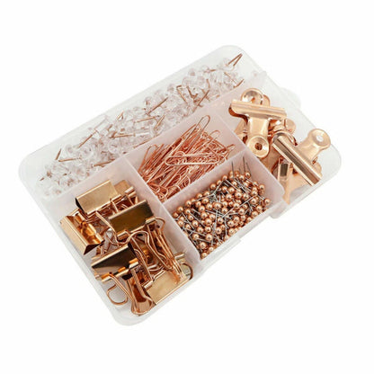 500 x Binder Clips Paper Clips Push Pins Set for Office School Stationery