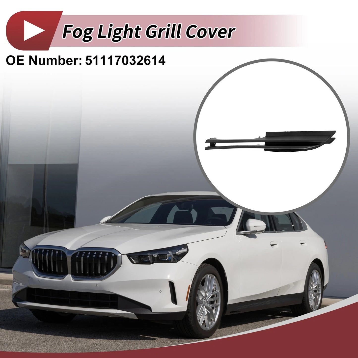 Front Right Fog Light Grill for BMW 320i (2002-2005) - 1 x Black Lens