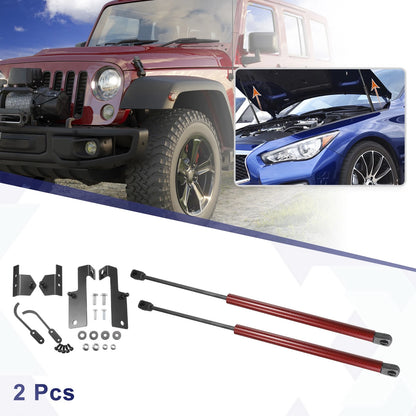 Front Hood Lift Supports for Jeep Wrangler (JK) 2007-2018 Red