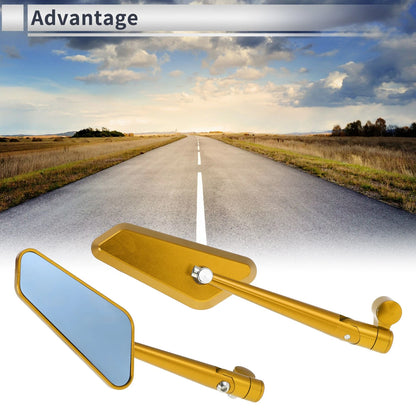 M8/M10 Motorcycle Rear View Mirrors Prismatic Gold Tone Aluminum Alloy