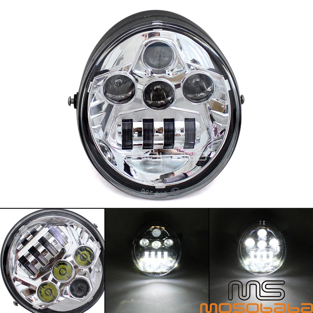 Chrome LED Projector Headlights for Harley VRSC VRSCA VRSCAW VRSCB (2002-2017)