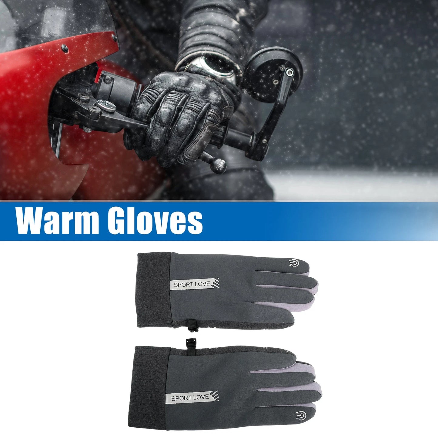 Pair Riding Warm Gloves Liners Deep Gray for Motorcycle Cycling Sporting