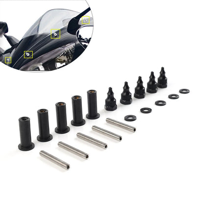 Black Windshield Well Nut Bolt Screws for Harley Road Glide (2015-2023)