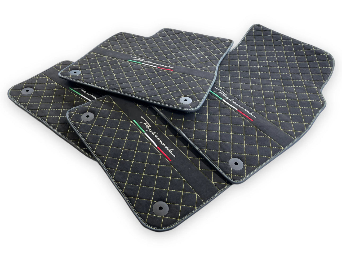 Alcantara Floor Mats for Lamborghini URUS 2018-2024 2 x Yellow Stitching